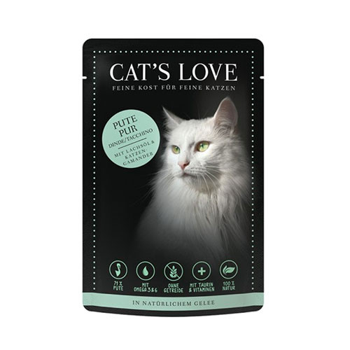 Cat's Love Umido Gatto Adult Tacchino con Camedrio Maro